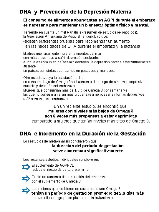 DHA y Prevención de la Depresión Materna El consumo de alimentos abundantes en AGPI DHA y Prevención de la Depresión Materna El consumo de alimentos abundantes en AGPI