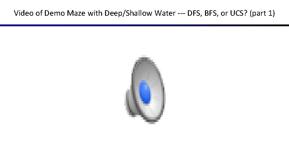 Video of Demo Maze with Deep/Shallow Water --- DFS, BFS, or UCS? (part 1)