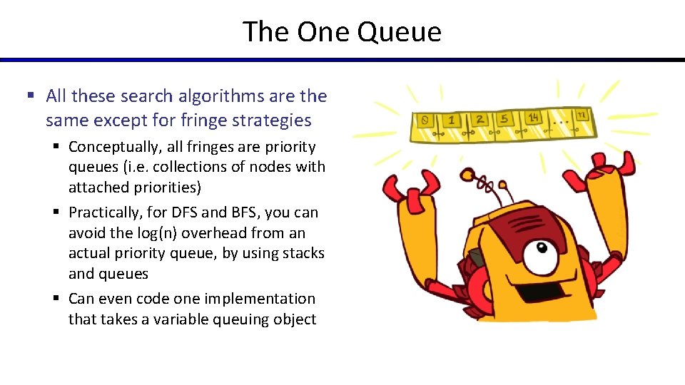 The One Queue § All these search algorithms are the same except for fringe