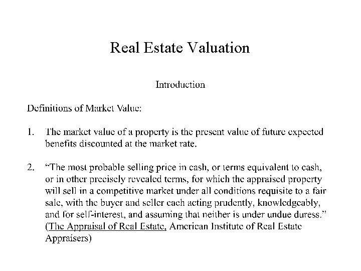 Real Estate Valuation 