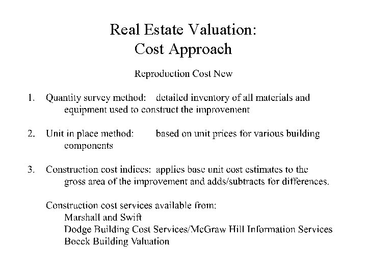 Real Estate Valuation: Cost Approach 