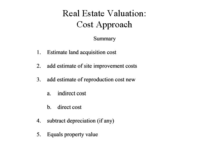 Real Estate Valuation: Cost Approach 