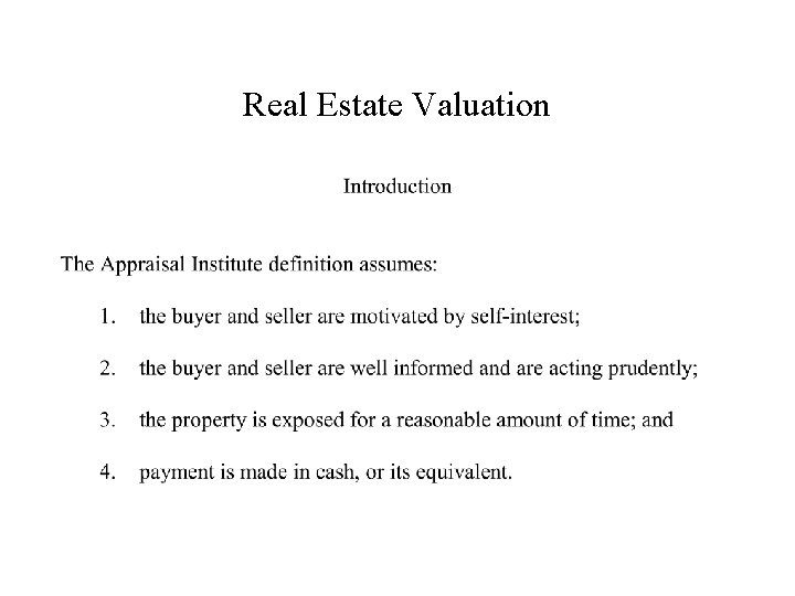 Real Estate Valuation 