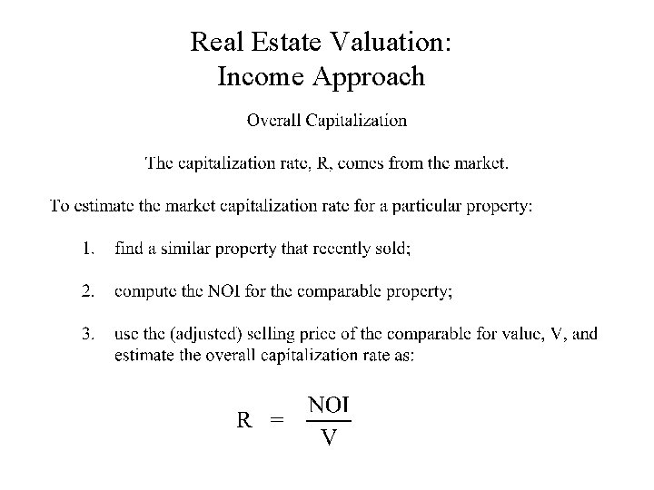 Real Estate Valuation: Income Approach 