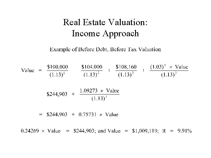 Real Estate Valuation: Income Approach 