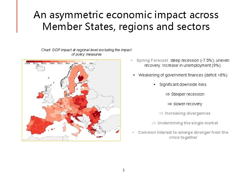 An asymmetric economic impact across Member States, regions and sectors Chart: GDP impact at