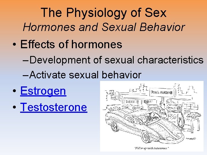 The Physiology of Sex Hormones and Sexual Behavior • Effects of hormones – Development