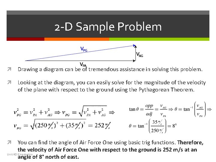 2 -D Sample Problem Drawing a diagram can be of tremendous assistance in solving