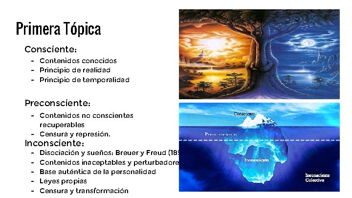 Primera Tópica Consciente: - Contenidos conocidos - Principio de realidad - Principio de temporalidad Primera Tópica Consciente: - Contenidos conocidos - Principio de realidad - Principio de temporalidad