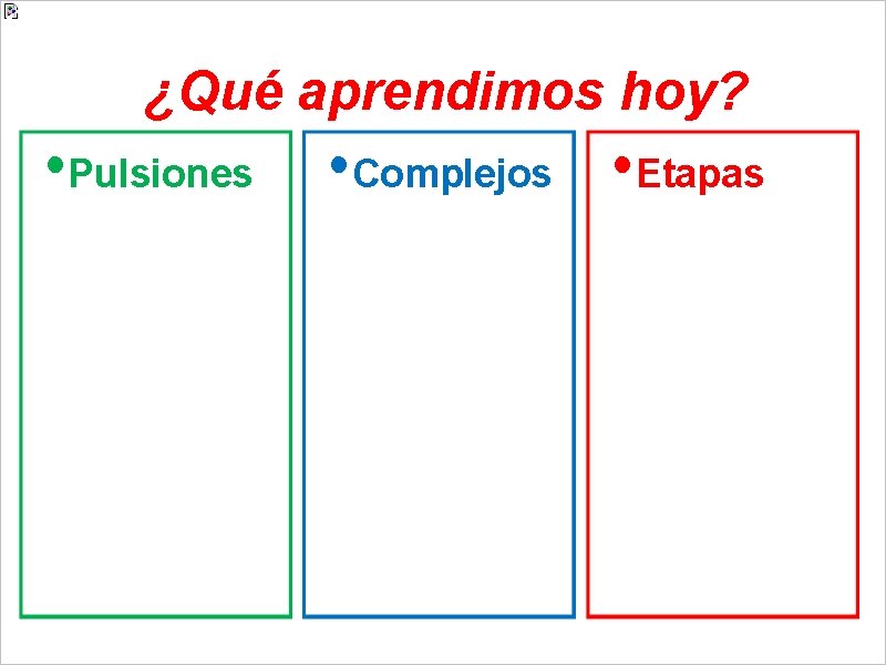 ¿Qué aprendimos hoy? • Pulsiones • Complejos • Etapas 