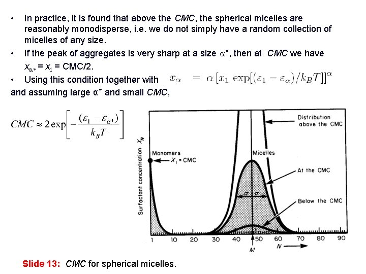  • In practice, it is found that above the CMC, the spherical micelles
