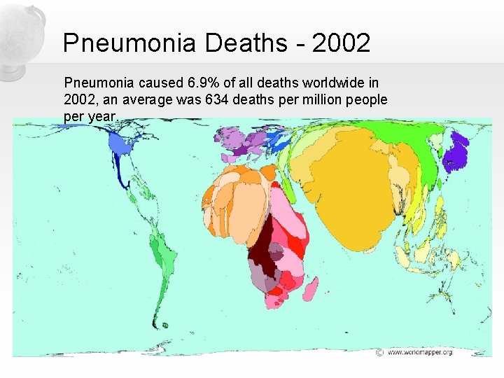 Pneumonia Deaths - 2002 Pneumonia caused 6. 9% of all deaths worldwide in 2002,