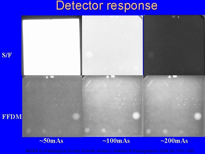 Detector response S/F FFDM ~50 m. As ~100 m. As ~200 m. As ©