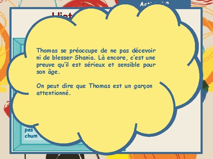 Activité 2 Histoire de Thomas (suite) Comment dire à Shania qu’il n’est pas intéressé