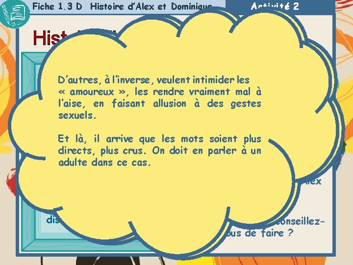 Fiche 1. 3 D Histoire d’Alex et Dominique Activité 2 Histoire d’Alex et Dominique