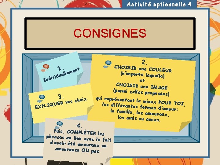 Activité optionnelle 4 CONSIGNES 1. ment elle idu iv Ind 3. choix. s o