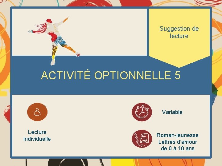 Suggestion de lecture ACTIVITÉ OPTIONNELLE 5 Variable Lecture individuelle Roman-jeunesse Lettres d’amour de 0