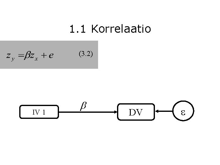 1. 1 Korrelaatio (3. 2) IV 1 DV 