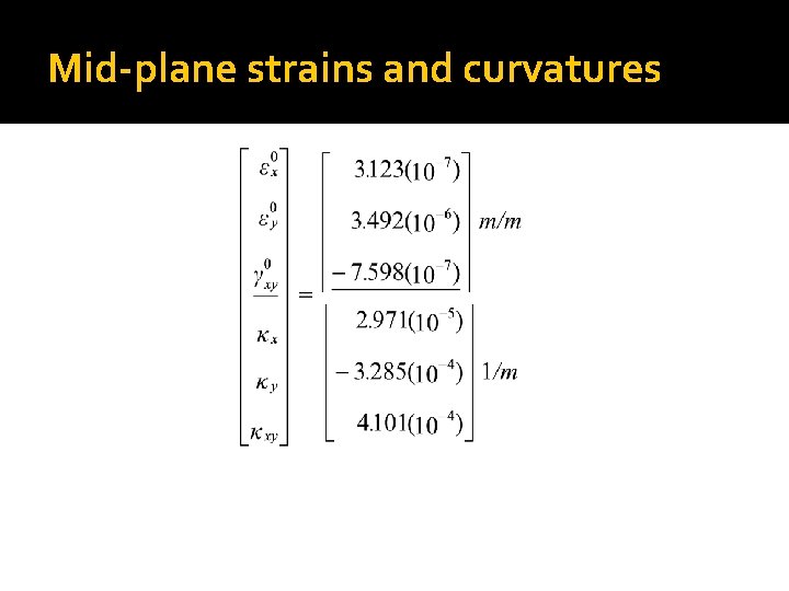 Mid-plane strains and curvatures 