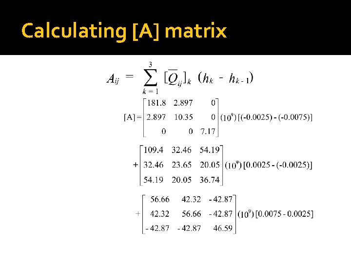Calculating [A] matrix 