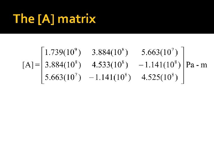 The [A] matrix 