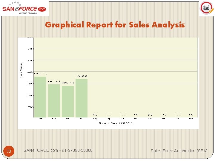 Graphical Report for Sales Analysis 73 SANe. FORCE. com - 91 -97890 -33008 Sales