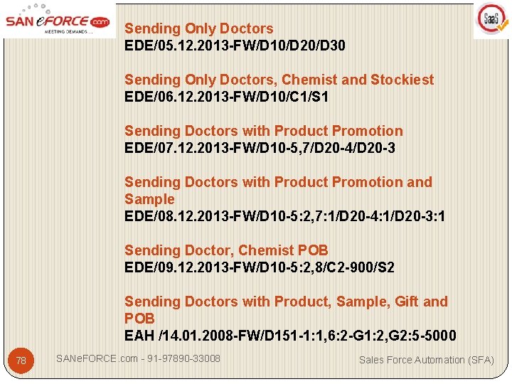 Sending Only Doctors EDE/05. 12. 2013 -FW/D 10/D 20/D 30 Sending Only Doctors, Chemist