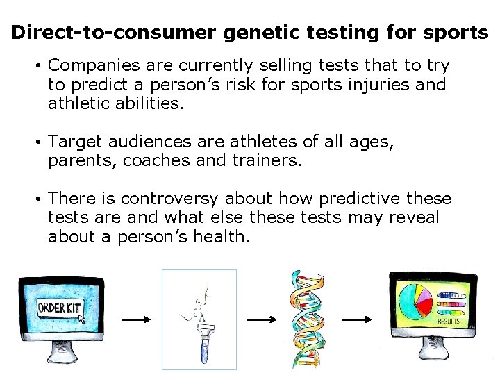 Direct-to-consumer genetic testing for sports • Companies are currently selling tests that to try