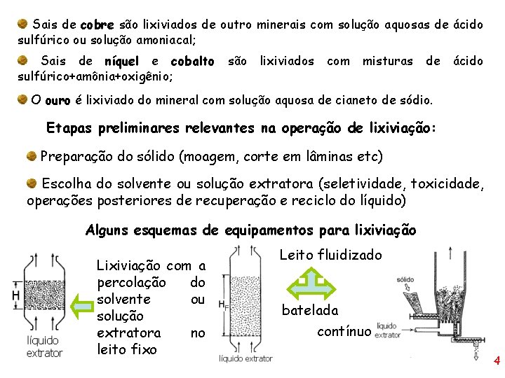Sais de cobre são lixiviados de outro minerais com solução aquosas de ácido sulfúrico