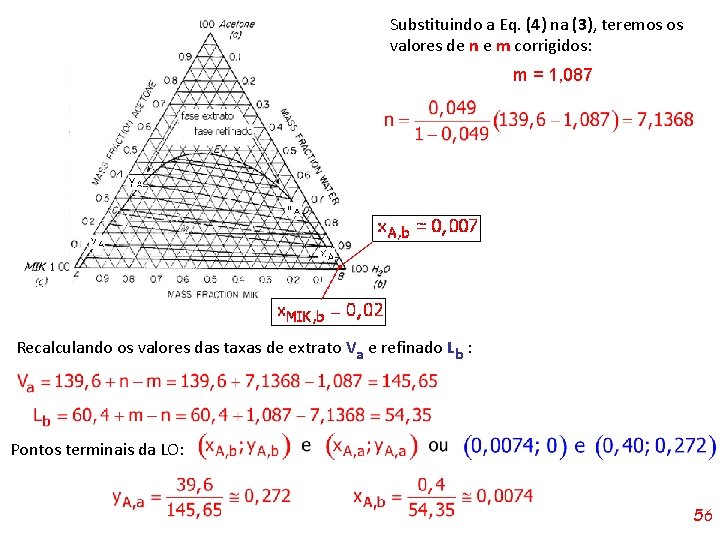 Substituindo a Eq. (4) na (3), teremos os valores de n e m corrigidos: