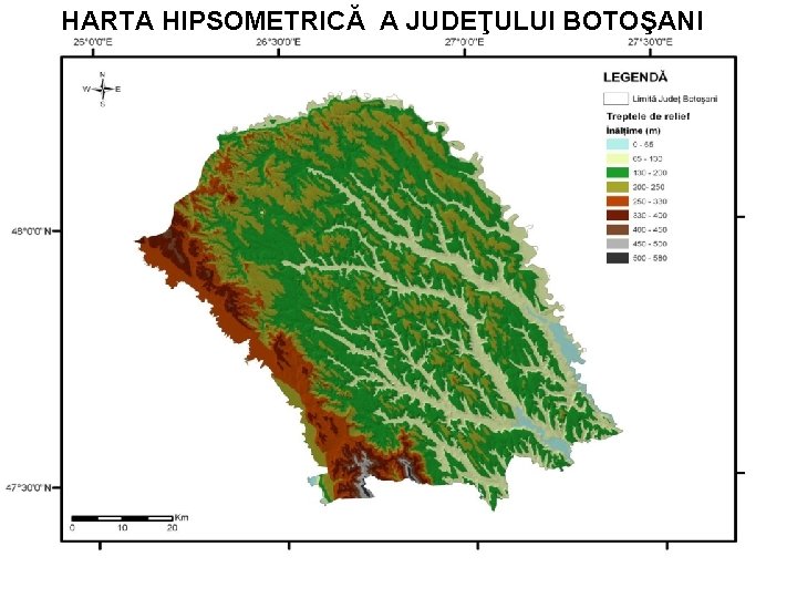 HARTA HIPSOMETRICĂ A JUDEŢULUI BOTOŞANI 