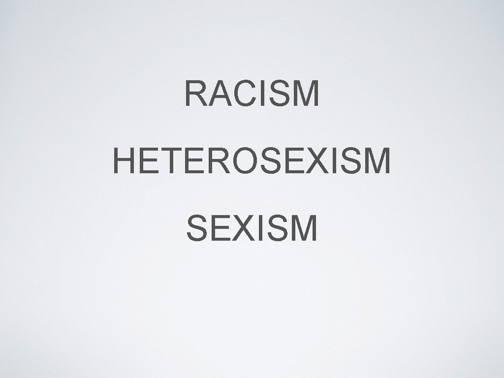 RACISM HETEROSEXISM 