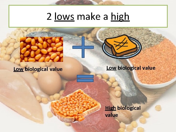 2 lows make a high Low biological value High biological value 