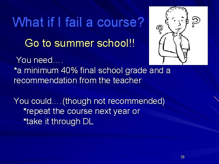 What if I fail a course? Go to summer school!! You need…. *a minimum