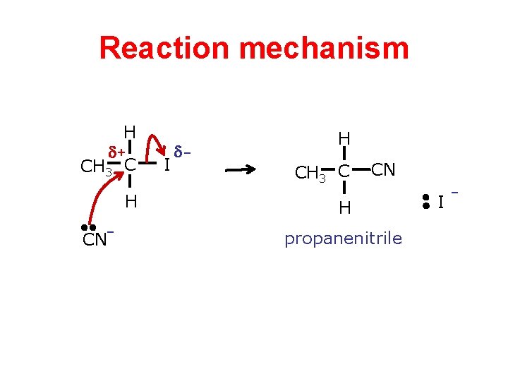 Reaction mechanism H + CH 3 C H CN- I - H CH 3