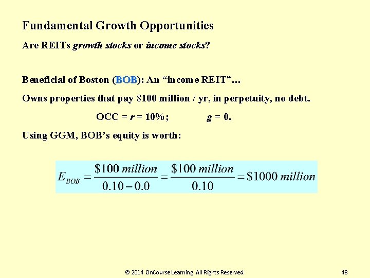 Fundamental Growth Opportunities Are REITs growth stocks or income stocks? Beneficial of Boston (BOB):