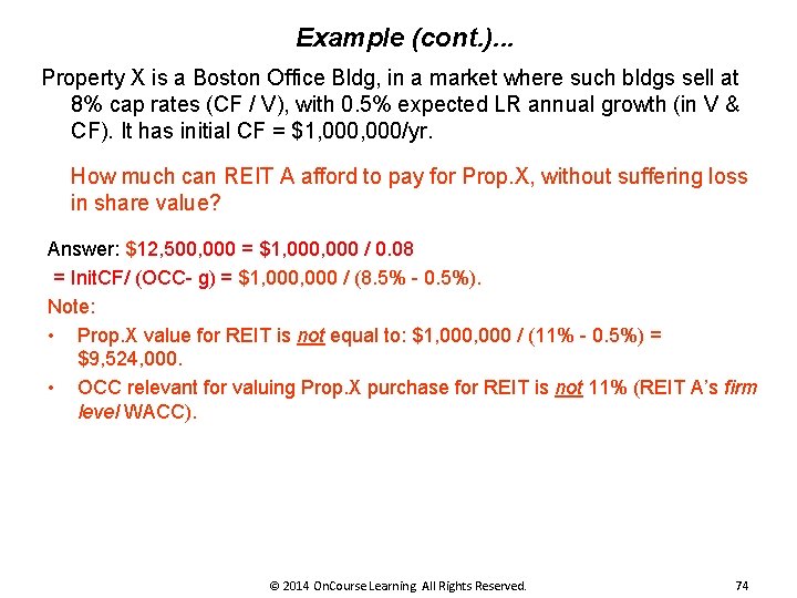 Example (cont. ). . . Property X is a Boston Office Bldg, in a