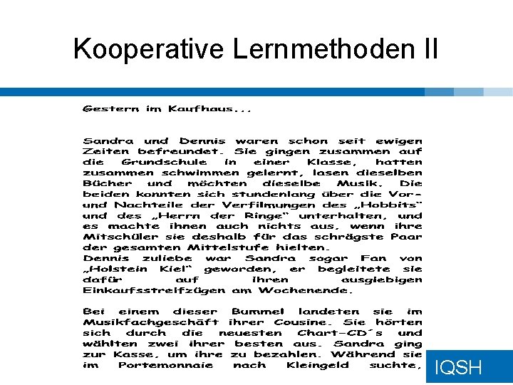 Kooperative Lernmethoden II IQSH 