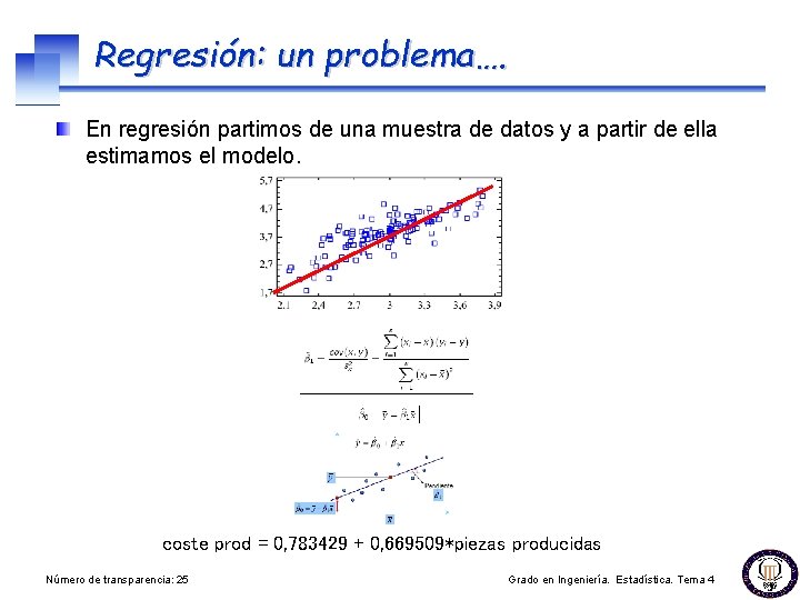 Regresión: un problema…. En regresión partimos de una muestra de datos y a partir