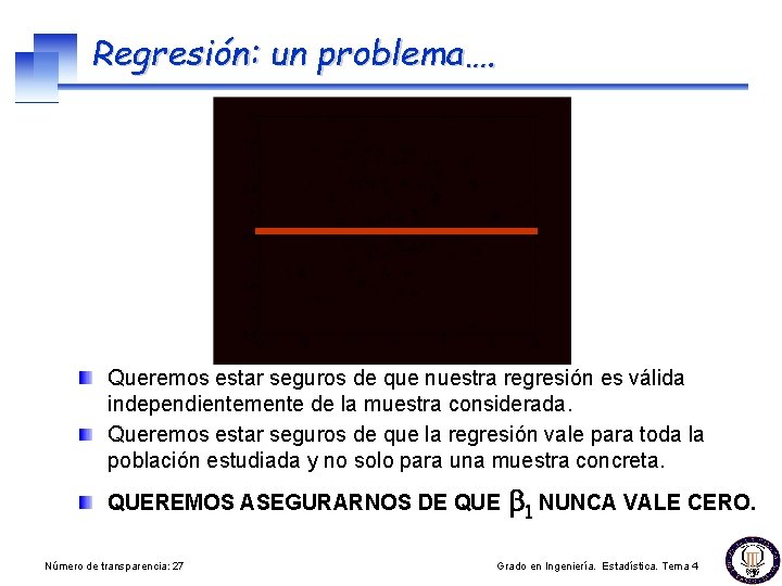 Regresión: un problema…. Queremos estar seguros de que nuestra regresión es válida independientemente de