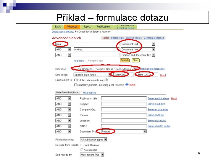 Příklad – formulace dotazu 5 