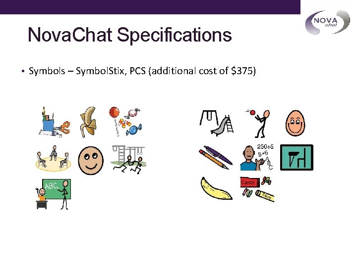 Nova. Chat Specifications • Symbols – Symbol. Stix, PCS (additional cost of $375) 
