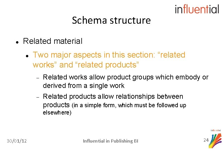 Schema structure Related material Two major aspects in this section: “related works” and “related