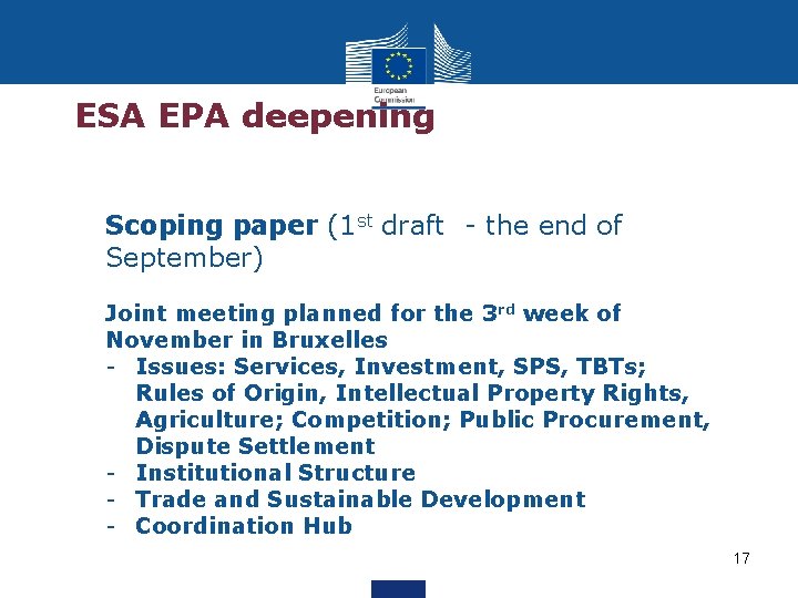 ESA EPA deepening Scoping paper (1 st draft - the end of September) Joint