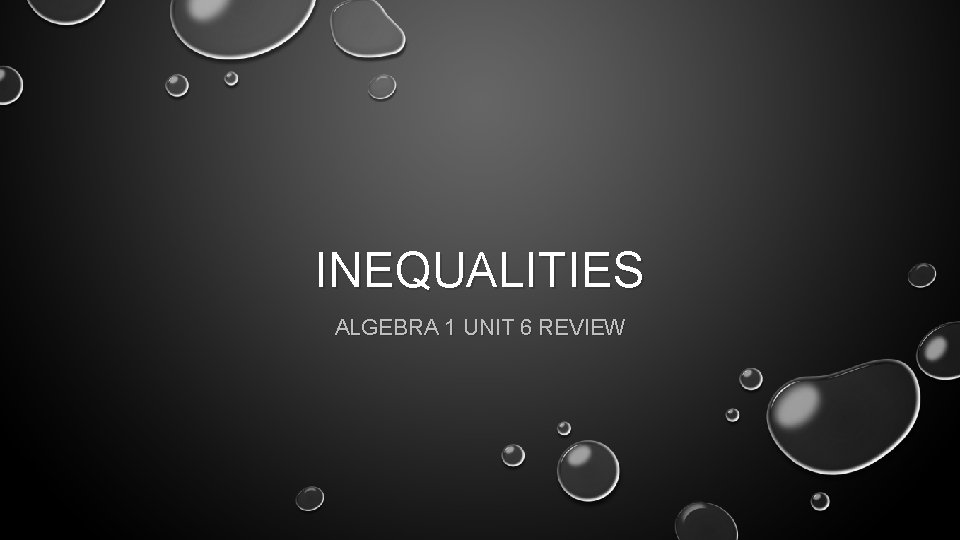 INEQUALITIES ALGEBRA 1 UNIT 6 REVIEW 