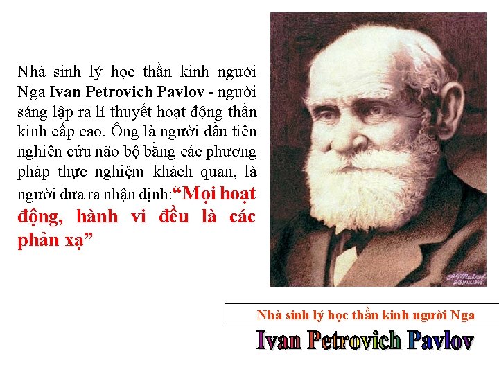 Nhà sinh lý học thần kinh người Nga Ivan Petrovich Pavlov - người sáng