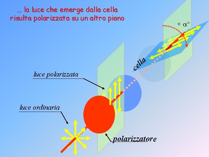 … la luce che emerge dalla cella risulta polarizzata su un altro piano luce