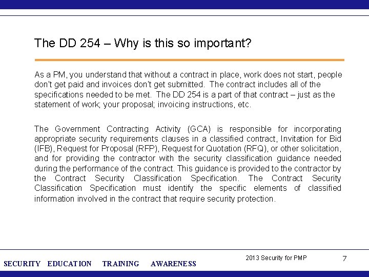 The DD 254 – Why is this so important? As a PM, you understand