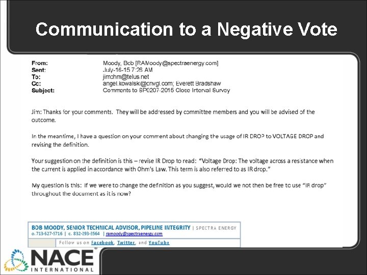 Communication to a Negative Vote Communication to a Negative Vote