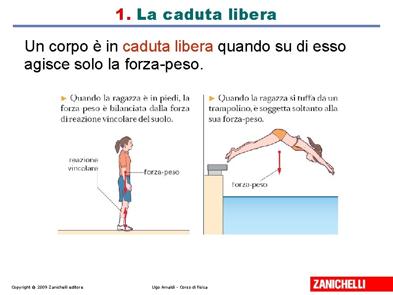 1. La caduta libera Un corpo è in caduta libera quando su di esso